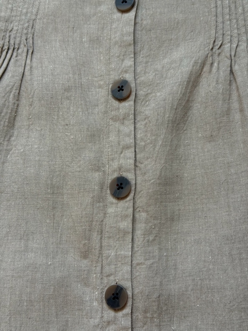 J. Jill Button Down Mini Linen Dress in Beige Neutral Tone / Boho Minimalist-XS - Picture 9 of 15